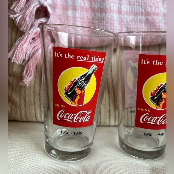 Set of 4 Vintage Coca-Cola Drinking Glasses Anniversary 1930-1949 Limited Rare - Picture 2 of 5
